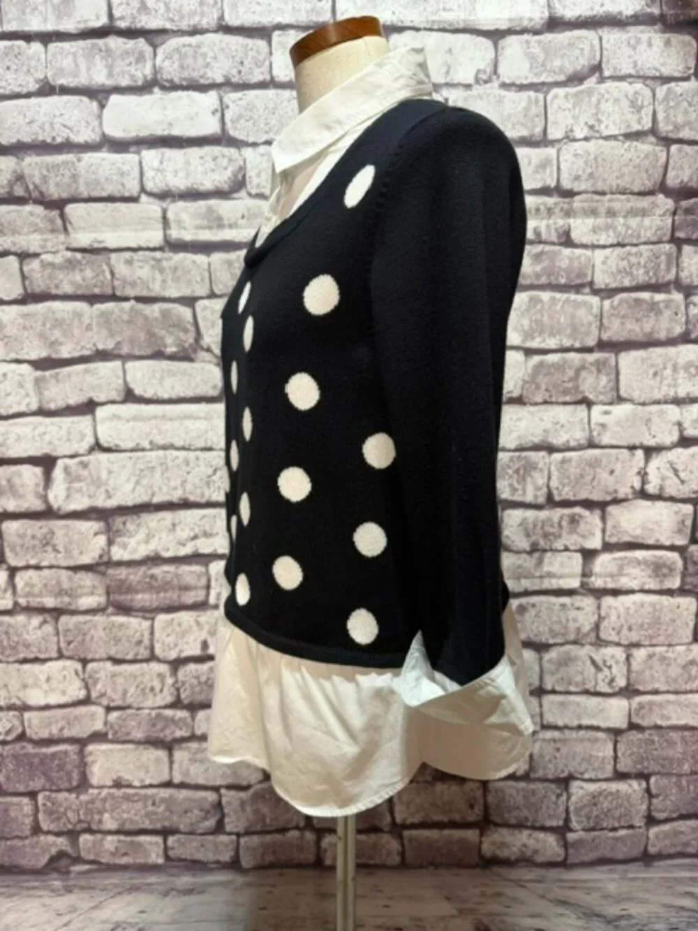 Chico's Black & White 3/4 Sleeve Blouse Size M - Picture 3 of 6